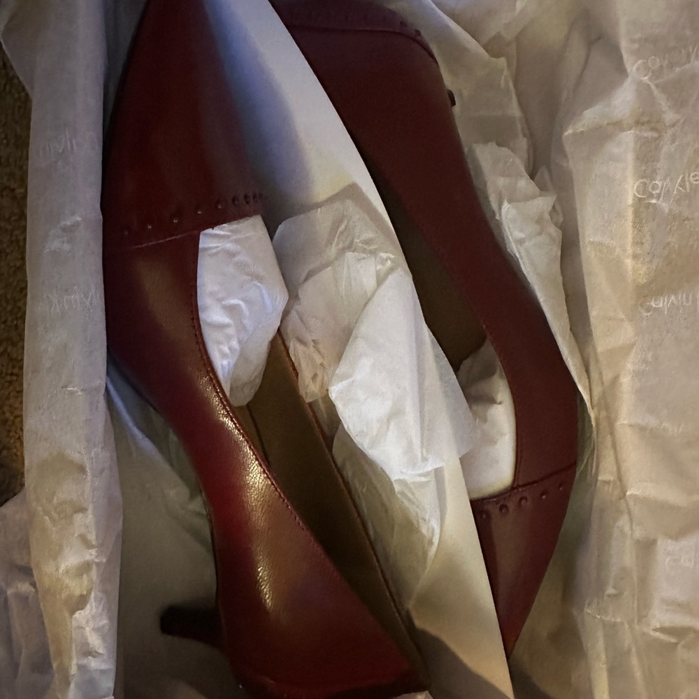 Calvin Klein Griselda leather tonal stud kitten heels